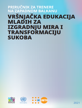 Naslovnica priručnika za trenere na Zapadnom Balkanu"Vršnjačka edukacija mladih za izgradnju mira i transformaciju sukoba"