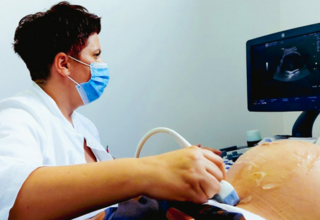 Pregnant woman getting an ultrasound scan
