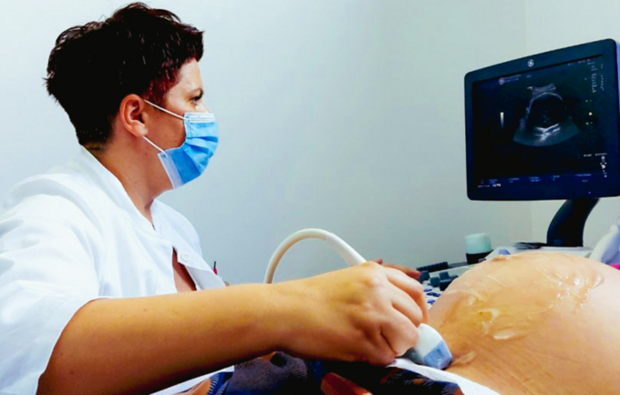 Pregnant woman getting an ultrasound scan