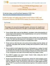 Gender Equality and Addressing Gender-based Violence (GBV) and Coronavirus Disease (COVID-19) Prevention, Protection and Response